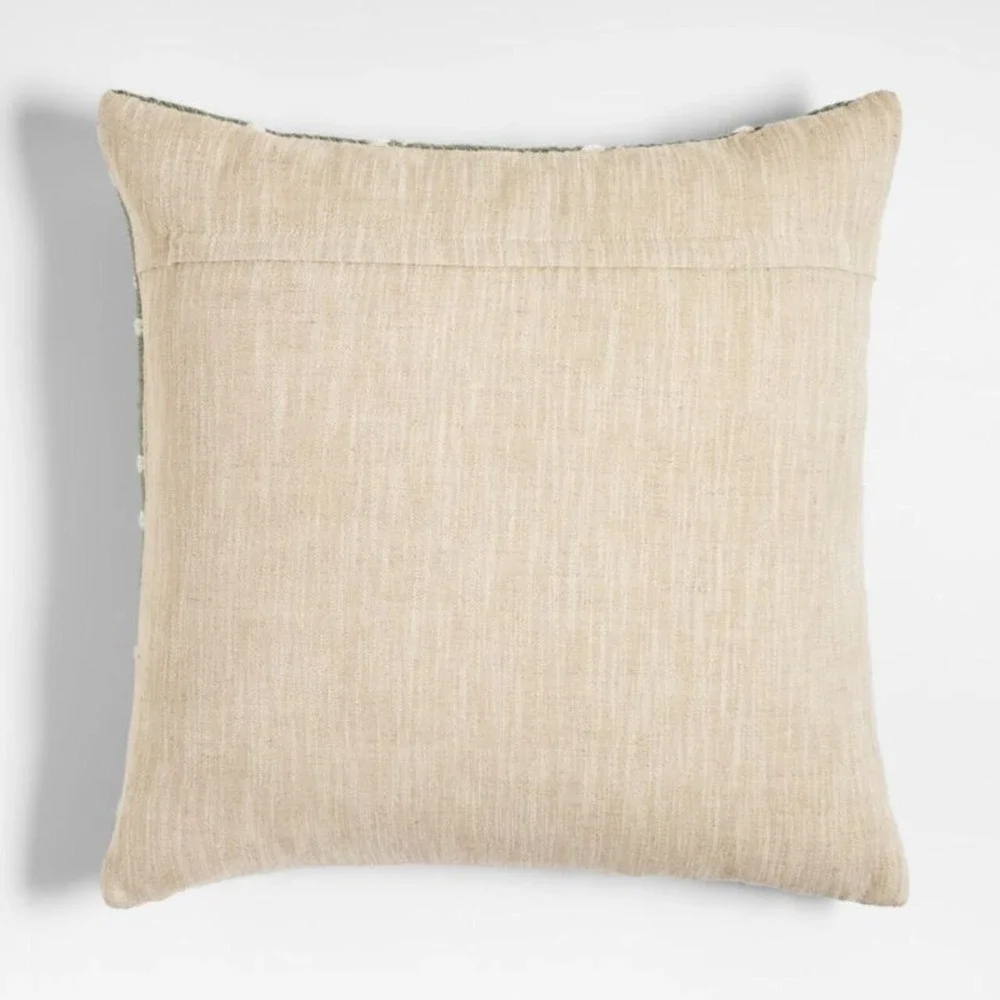 Set of 2 Crate & Barrel Sage Kilim Cotton Wool Blend Throw Pillow Covers 23x23